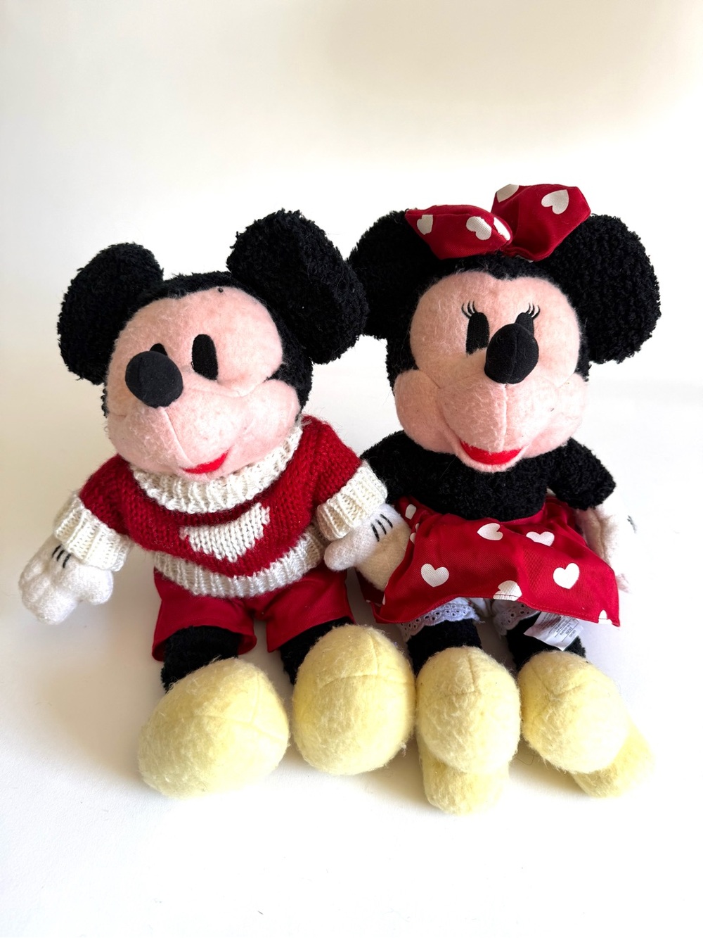 Disney Store Valentine Mickey & Minnie Mouse Vintage 90s Plush Set 14” NWT Rare